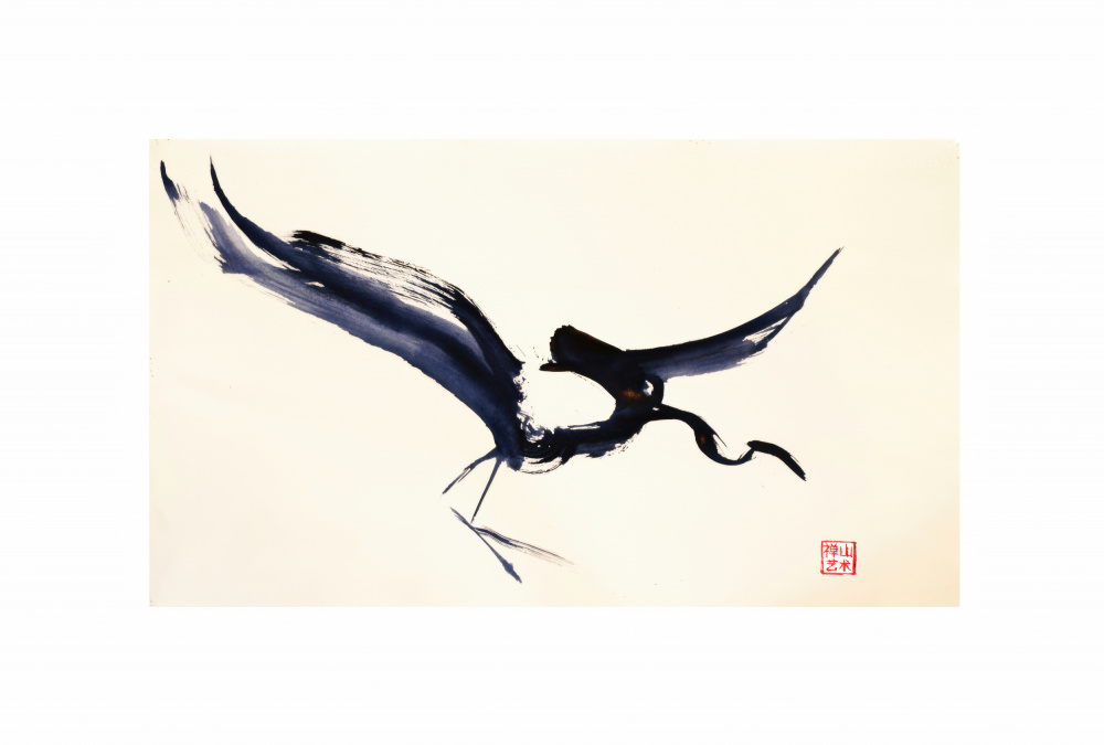 Flying Ink Crane by RodMacIver — canvas wall art