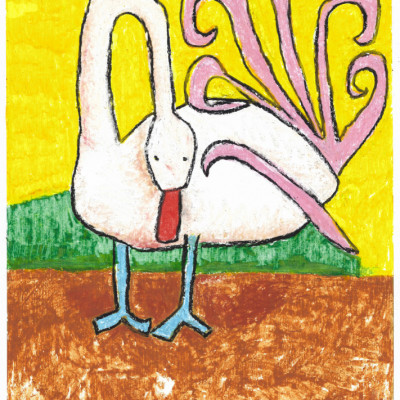 Whimsical Pink Bird