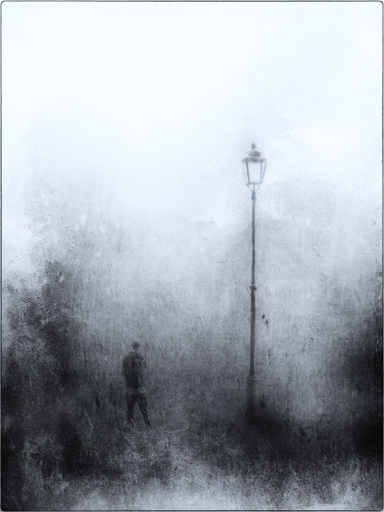 Lonely Figure Under Lamp by Jeffrey Hummel — canvas wall art
