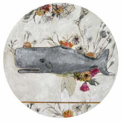 Whale Set Against A Backdrop Of Delicate Flowers