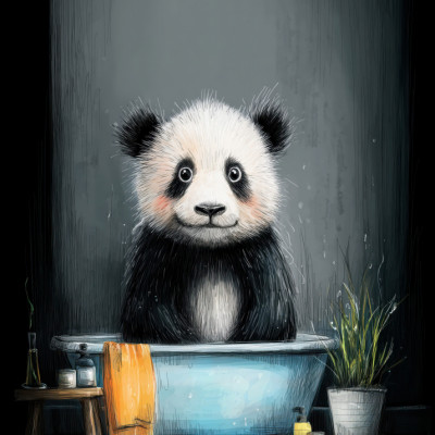 Panda In Bathtube 2