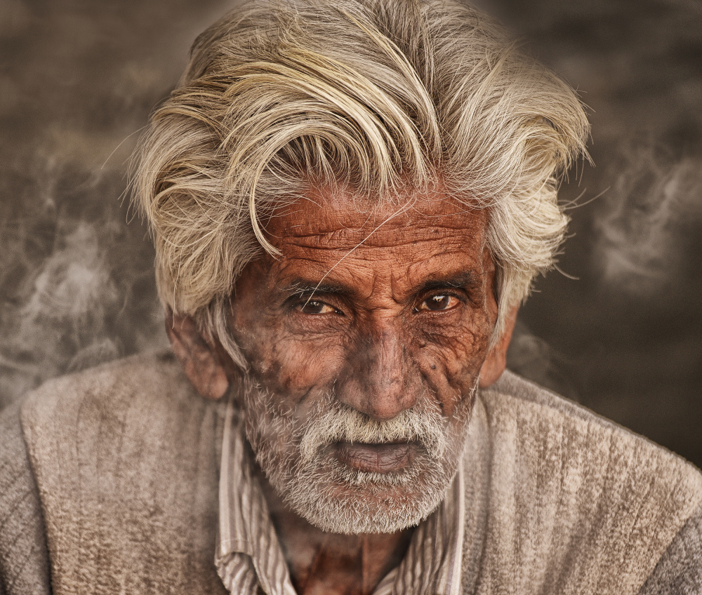 Wise Old Man Portrait by Lou Urlings — canvas wall art
