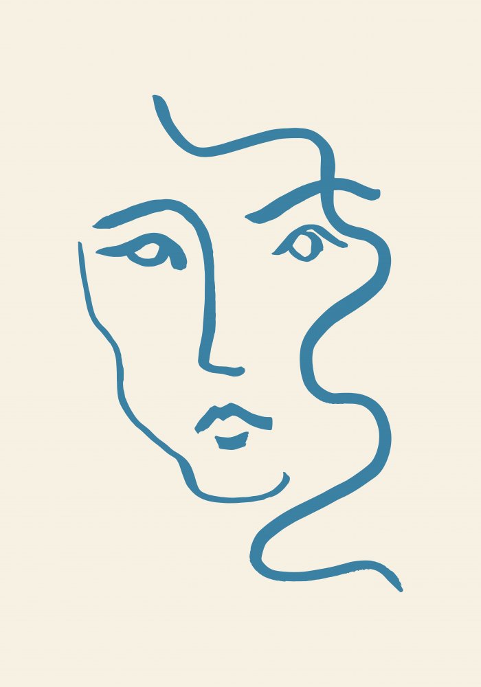 Abstract Blue Face by Old Artists Studio — canvas wall art