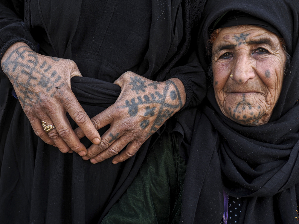 Elderly Woman Cultural Tattoos by Bünyamin çadırcı — canvas wall art