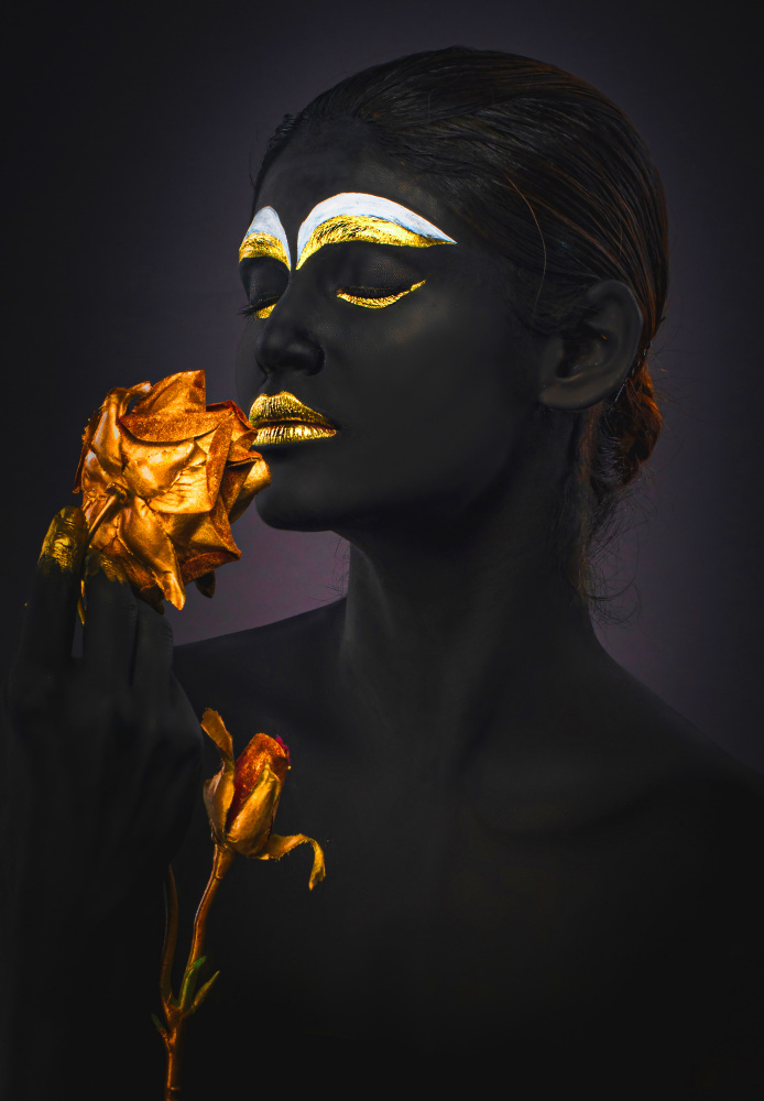 Golden Rose Portrait by DEBASISH CHATTOPADHYAY — canvas wall art
