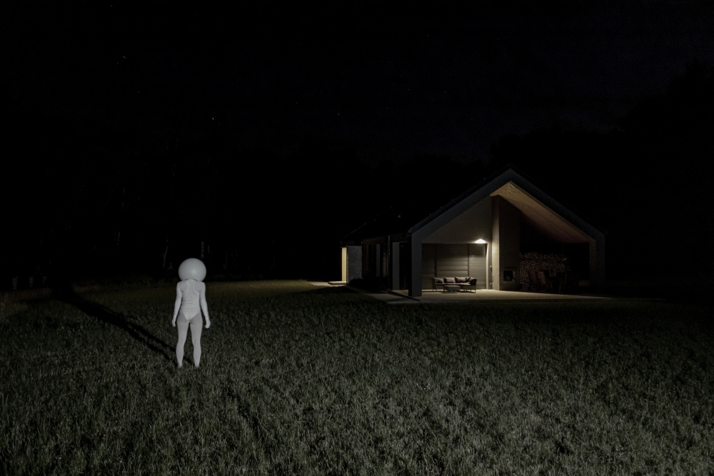 White Figure At Night by Leszek Paradowski — canvas wall art