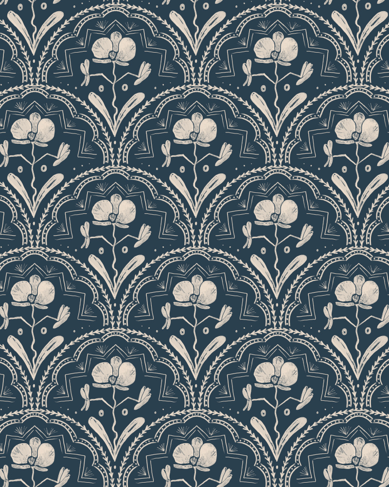 Boho Orchid Tiles Pattern by Anis Illustration — canvas wall art